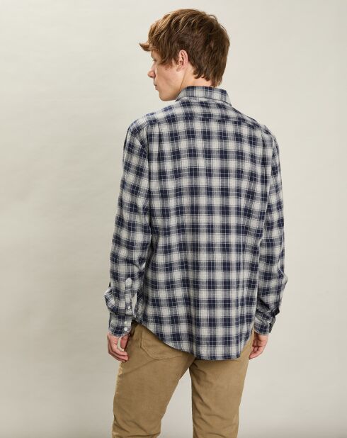 Chemise en Flanelle regular Paul bleu marine/gris