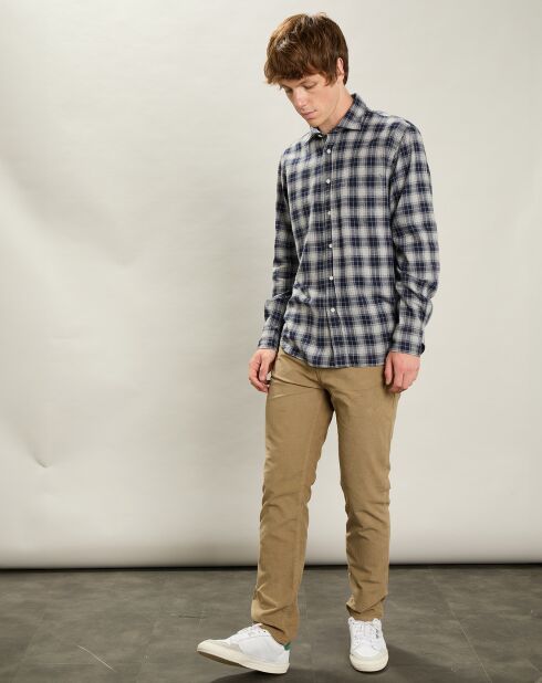 Chemise en Flanelle regular Paul bleu marine/gris