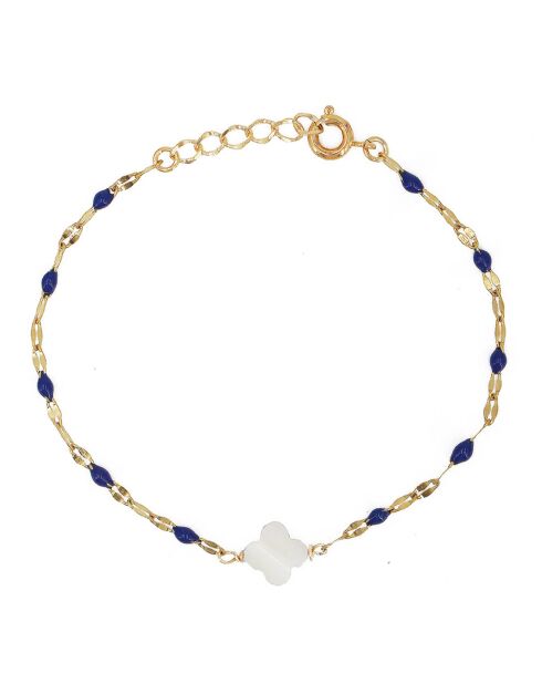 Bracelet Ibiza Fleur nacre doré/bleu