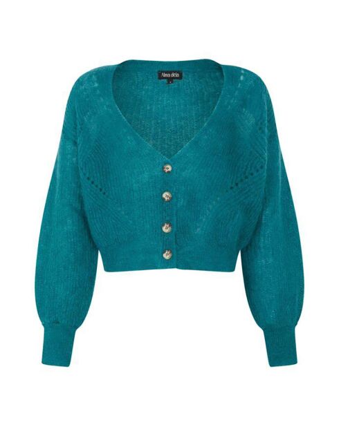 Cardigan en Laine mélangée Aqua vert sapin