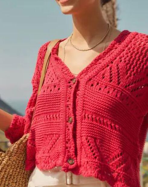 Cloda himbeerrote Strickjacke