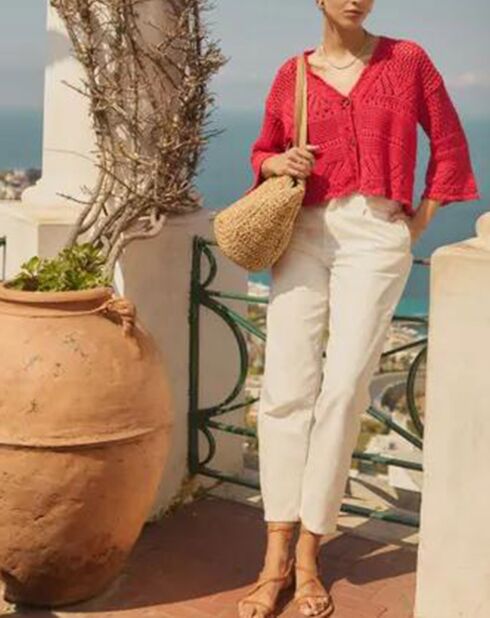 Cardigan Cloda rouge framboise