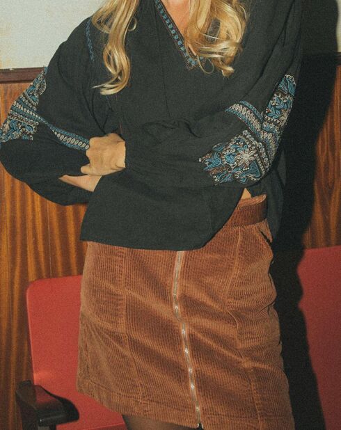 Schwarze Bluse Enora aus Bio-Baumwolle