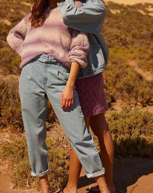 Lilafarbener Maggy-Pullover aus Wollmischung