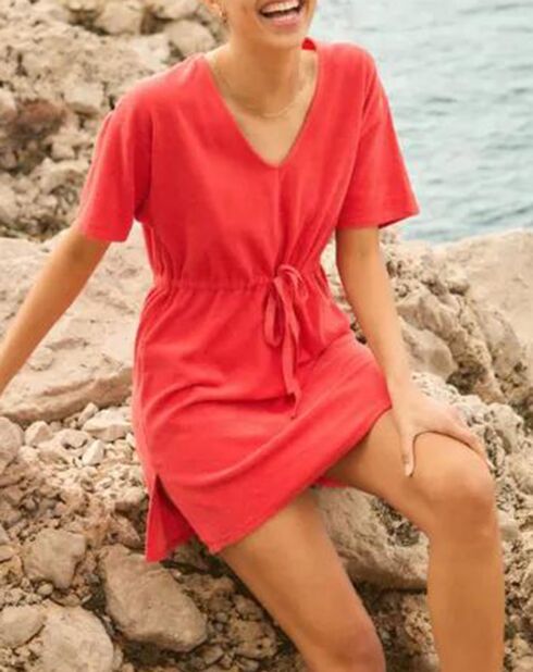 Korallenrotes Kleid Portia aus Biobaumwolle