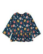 Blouse Rolling -Flowers Seventies encre