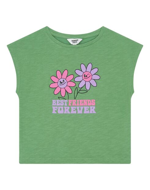 Camiseta de manga corta de algodón Tara verde esmeralda
