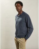 Pull Polo en Laine & Cachemire bleu pétrole