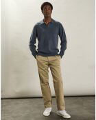 Pull Polo en Laine & Cachemire bleu pétrole