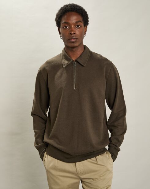 Sweat Polo à Fermeture Éclair camo