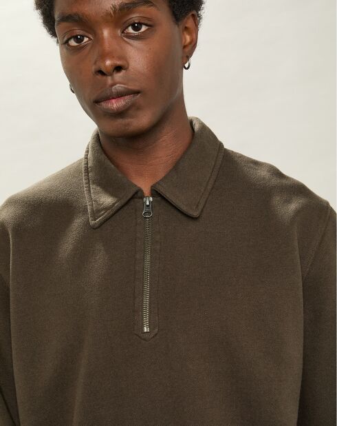 Sweat Polo à Fermeture Éclair camo