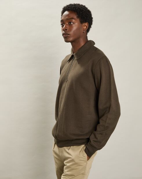 Sweat Polo à Fermeture Éclair camo