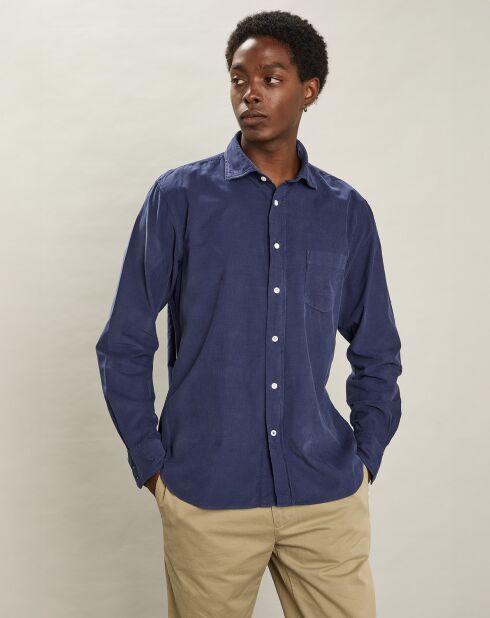 Chemise regular en Velours Milleraies Paul Pat bleu profond