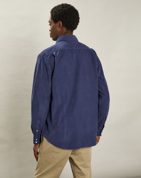 Chemise regular en Velours Milleraies Paul Pat bleu profond
