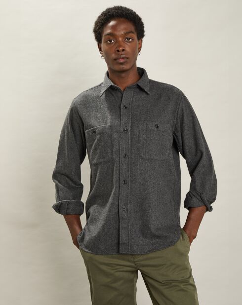 Chemise en Laine mélangée Percey flanelle gris