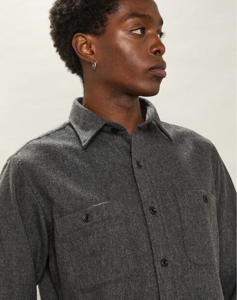 Chemise en Laine mélangée Percey flanelle gris