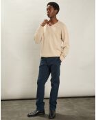 Pull V 100% Laine Sans Couture naturel