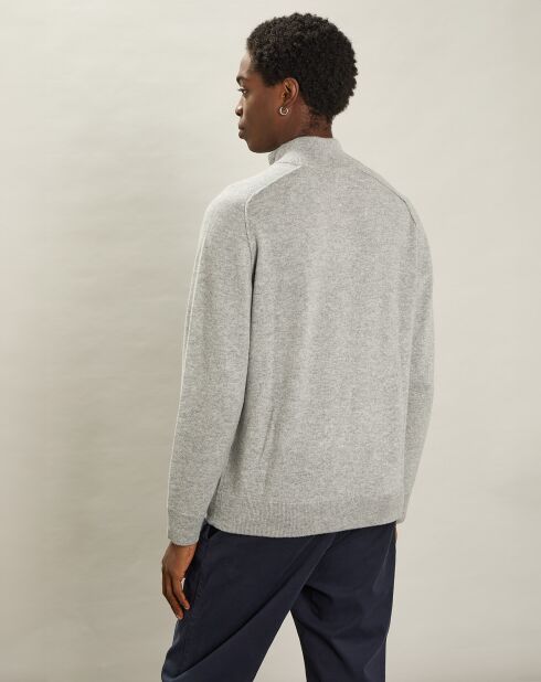 Pull Col Montant en Cachemire argenté