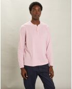 T-Shirt Henley Ls rose délavé