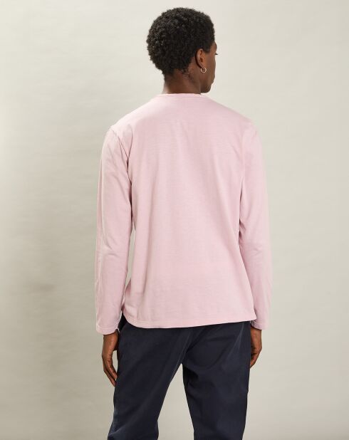 T-Shirt Henley Ls rose délavé