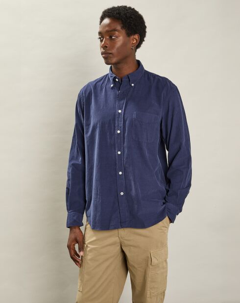 Chemise regular en Velours Milleraies Pitt Pat bleu profond