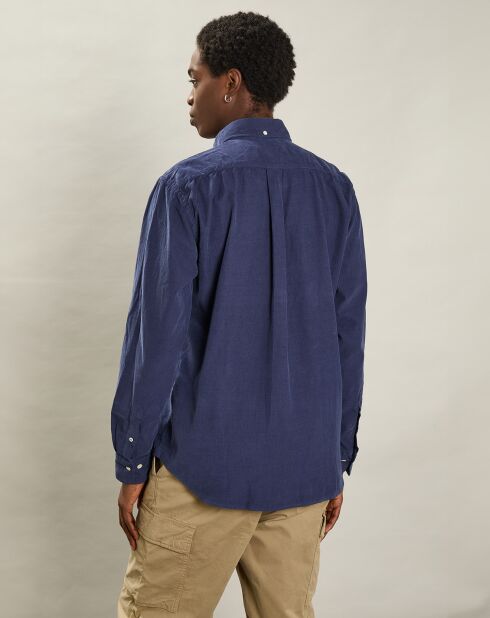 Chemise regular en Velours Milleraies Pitt Pat bleu profond