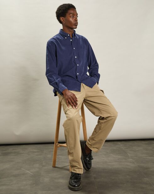 Chemise regular en Velours Milleraies Pitt Pat bleu profond