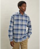 Chemise en Flanelle regular Paul bleu/gris