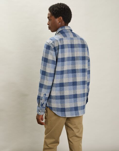 Chemise en Flanelle regular Paul bleu/gris
