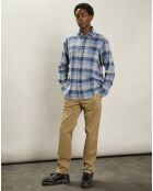 Chemise en Flanelle regular Paul bleu/gris