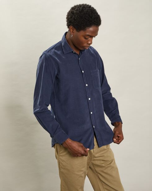 Chemise regular en Velours Milleraies Paul Pat bleu foncé