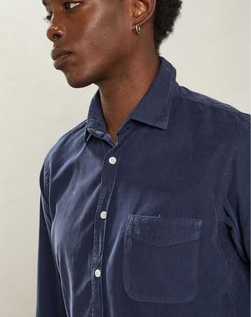 Chemise regular en Velours Milleraies Paul Pat bleu foncé
