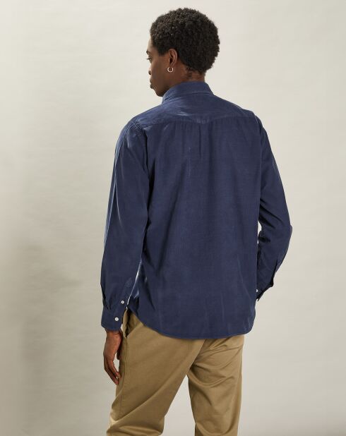 Chemise regular en Velours Milleraies Paul Pat bleu foncé