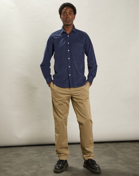 Chemise regular en Velours Milleraies Paul Pat bleu foncé