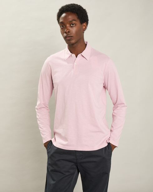 Polo à Manches Longues rose délavé