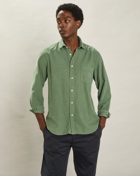 Chemise regular en Velours Milleraies Paul Pat fougère