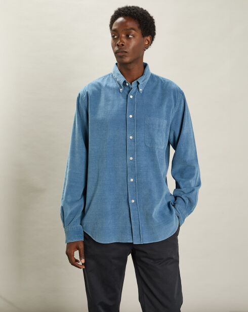 Chemise regular en Velours Milleraies Pitt indigo clair