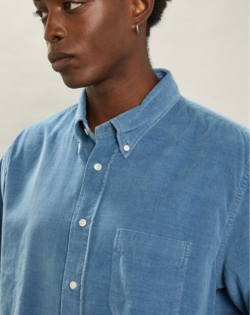 Chemise regular en Velours Milleraies Pitt indigo clair