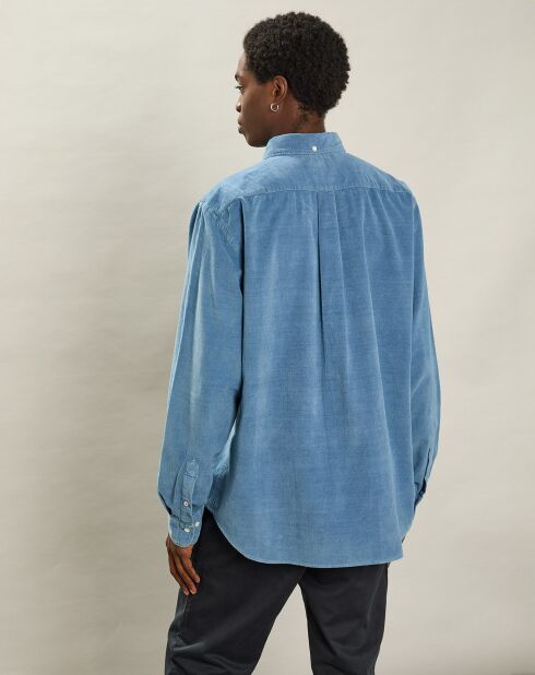 Chemise regular en Velours Milleraies Pitt indigo clair