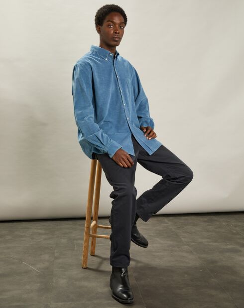 Chemise regular en Velours Milleraies Pitt indigo clair