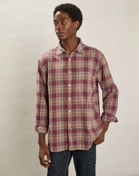 Chemise regular Paul rouge/chameau