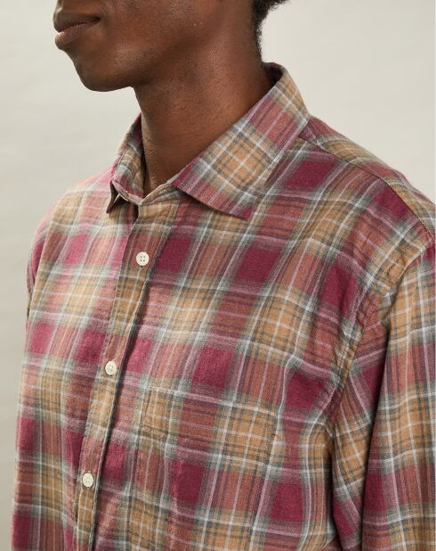 Chemise regular Paul rouge/chameau