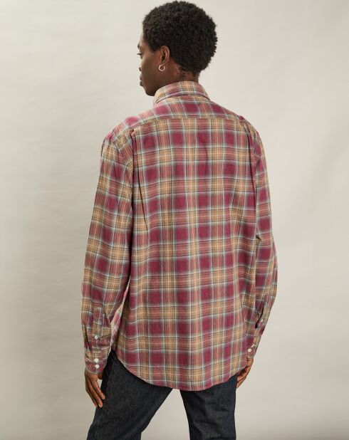 Chemise regular Paul rouge/chameau