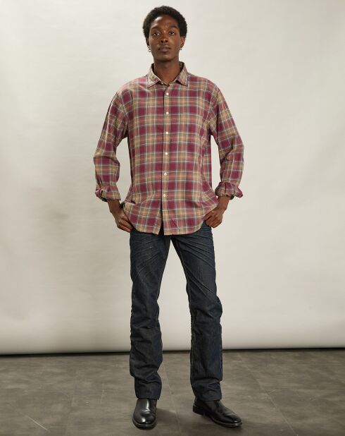 Chemise regular Paul rouge/chameau