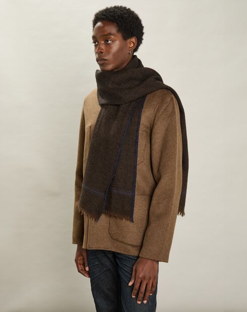 Écharpe 100% Laine à Chevrons armée - 200x40 cm