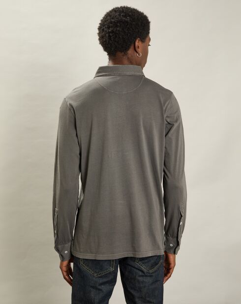 Polo en Jersey à Manches Longues charbon de bois