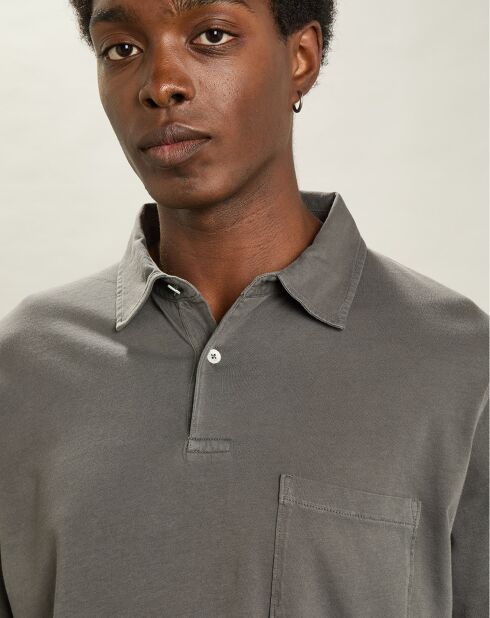 Polo en Jersey à Manches Longues charbon de bois