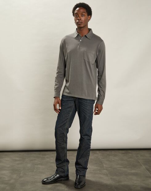 Polo en Jersey à Manches Longues charbon de bois
