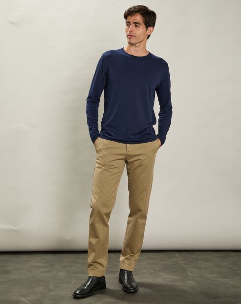 T-Shirt Équipage Léger à Manches Longues marine