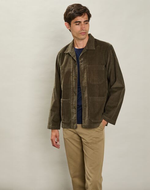 Veste en Velours côtelé Poiré olive noire
